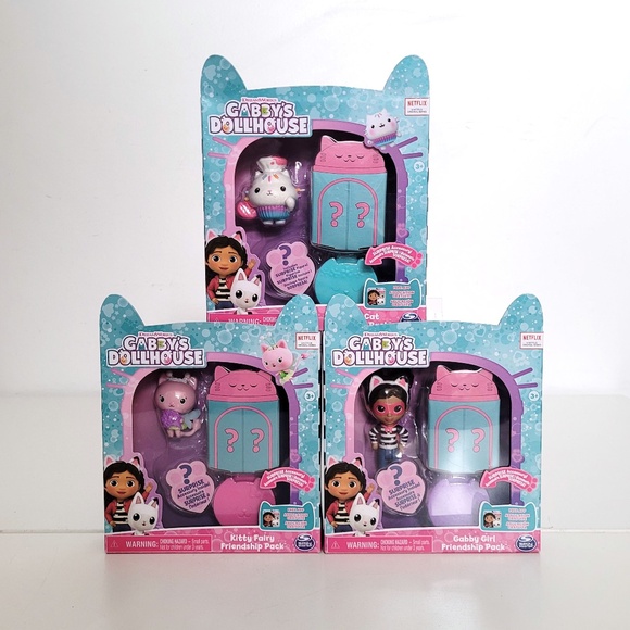 Dreamworks Gabby's Dollhouse Frienship Packs - Cakey Cat, Kitty Fairy and Gabby - Picture 1 of 2